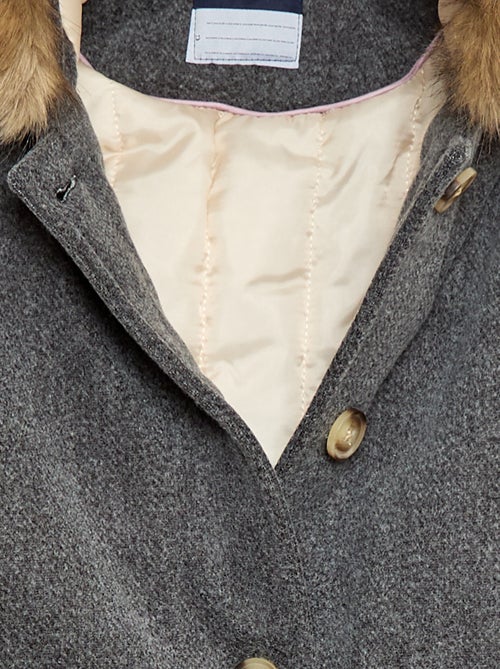 Manteau à capuche façon laine - Kiabi