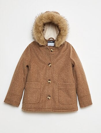 Manteau à capuche façon laine