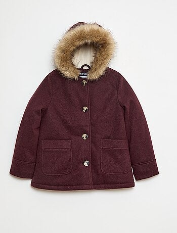 Manteau à capuche façon laine