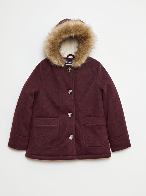 Manteau à capuche façon laine - Kiabi