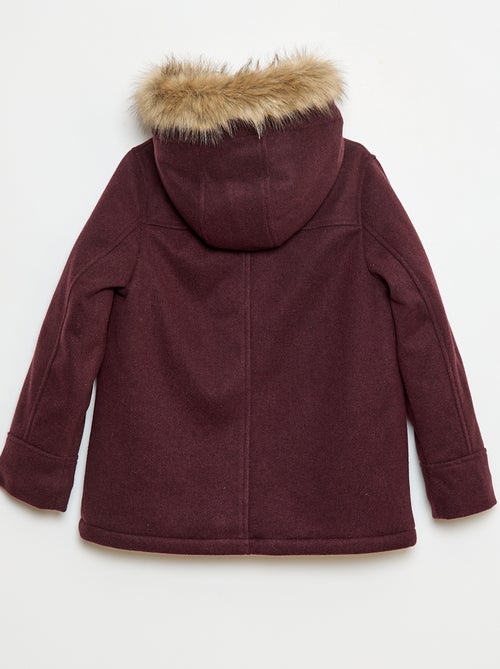 Manteau à capuche façon laine - Kiabi