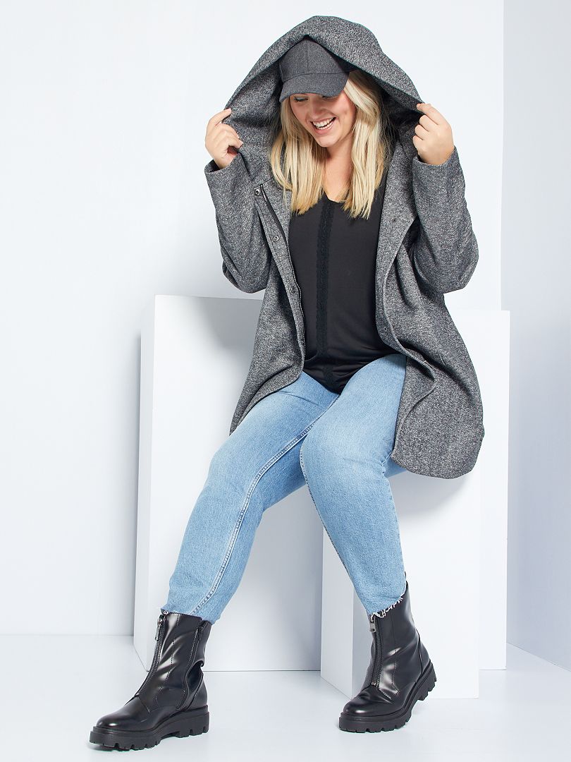 manteau capuche gris