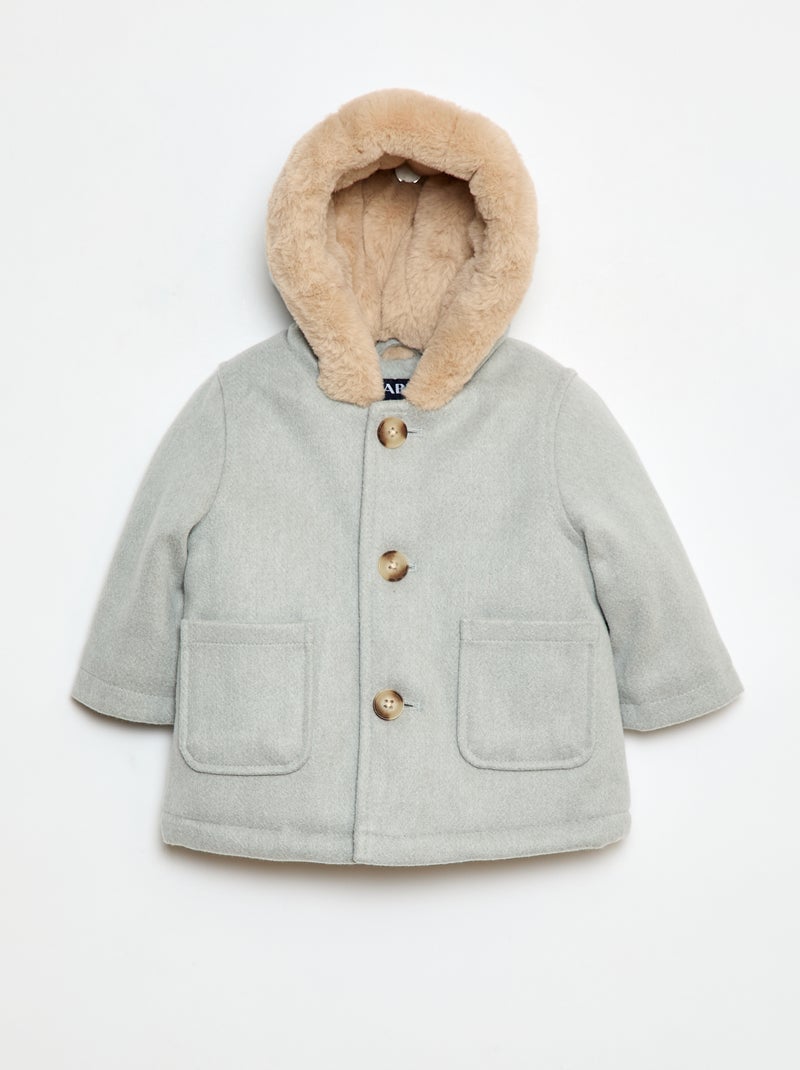 Manteau avec capuche douce Bleu - Kiabi