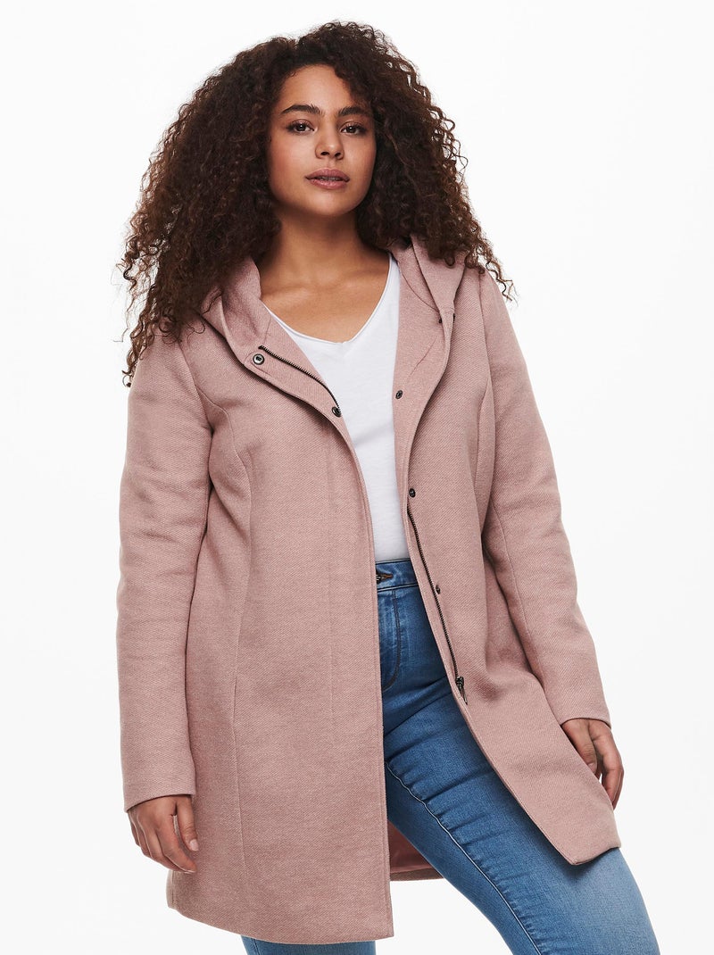 Manteau avec capuche 'Only Carmakoma' rose - Kiabi