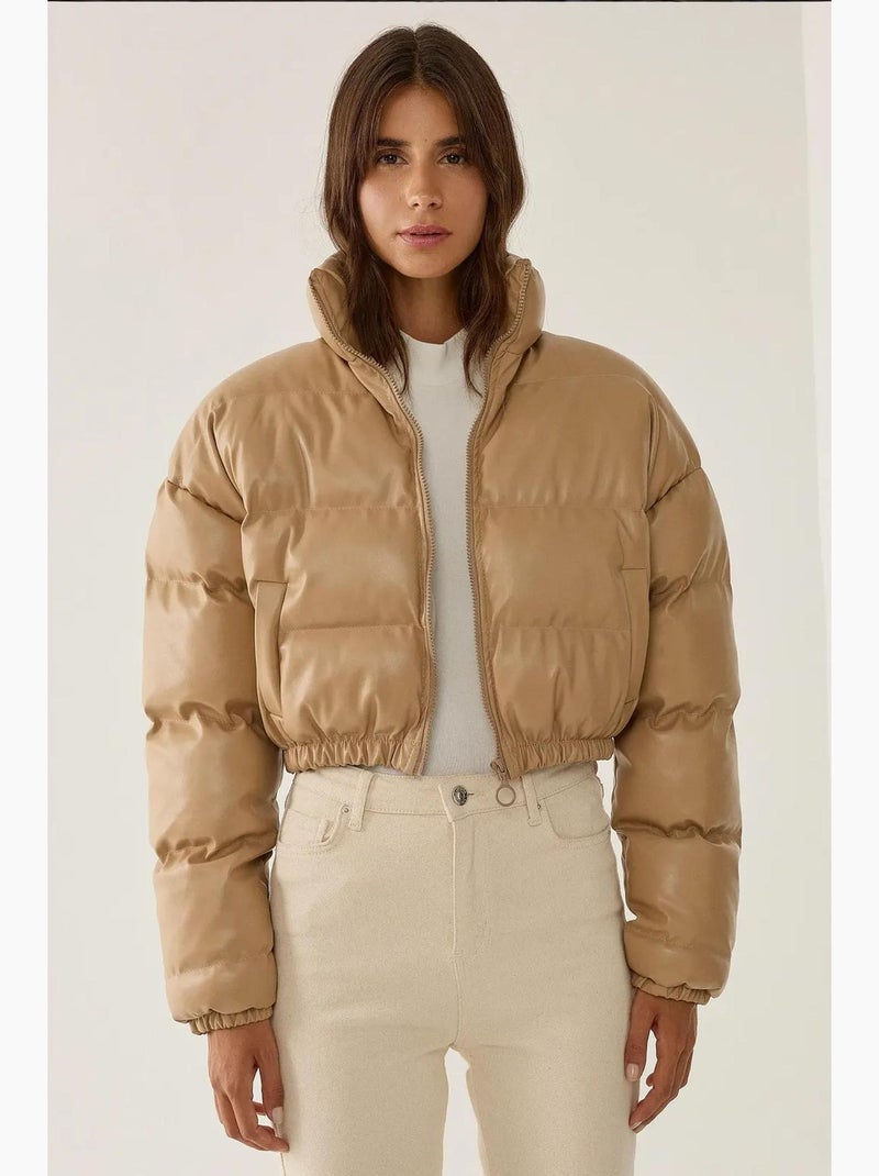 Manteau bouffant en similicuir hiccup Beige naturel - Kiabi