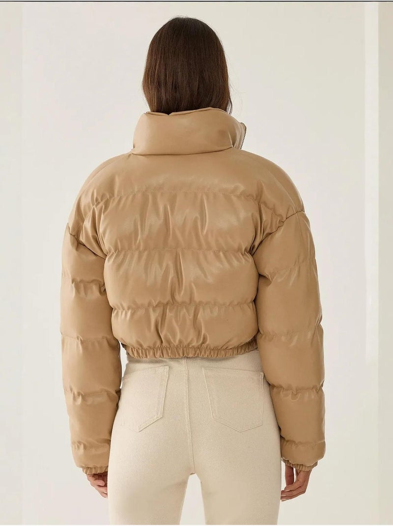Manteau bouffant en similicuir hiccup Beige naturel - Kiabi