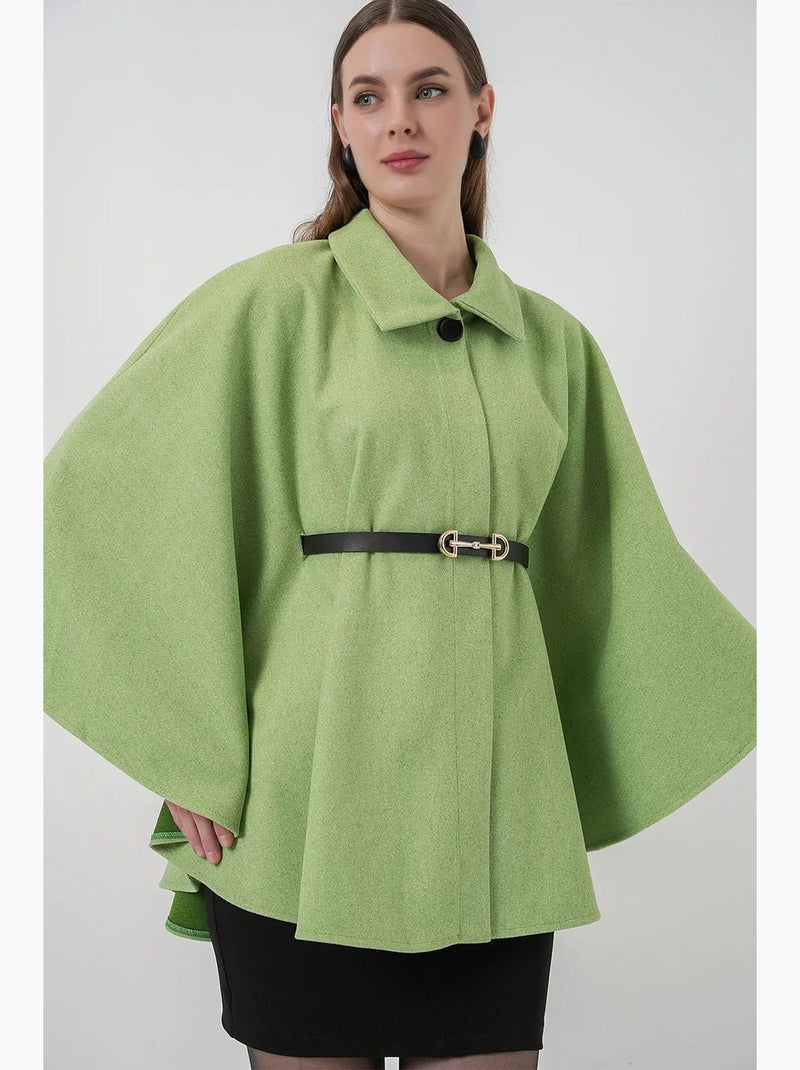 Manteau cape en tweed avec ceinture bdart Vert clair - Kiabi