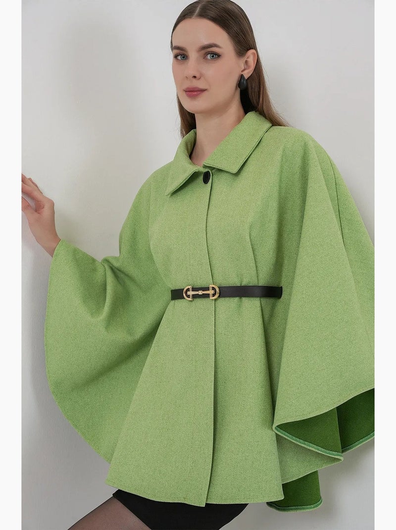 Manteau cape en tweed avec ceinture bdart Vert clair - Kiabi