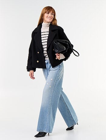 Manteau court à double boutonnage