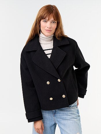 Manteau court à double boutonnage