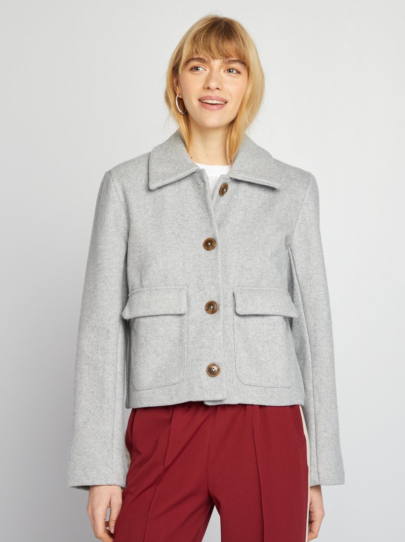 Manteau court effet lainage Gris - Kiabi