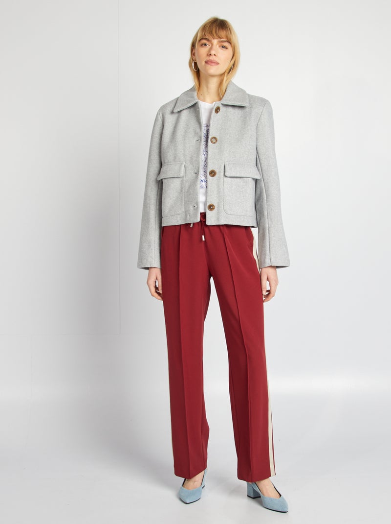 Manteau court effet lainage Gris - Kiabi