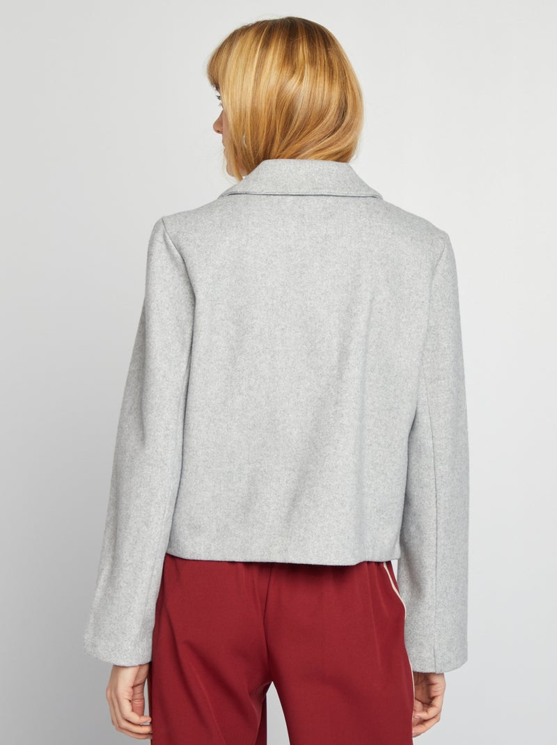 Manteau court effet lainage Gris - Kiabi