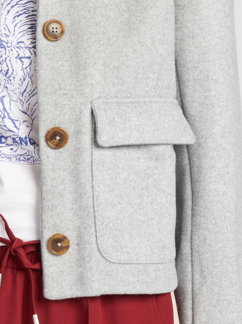 Manteau court effet lainage Gris - Kiabi