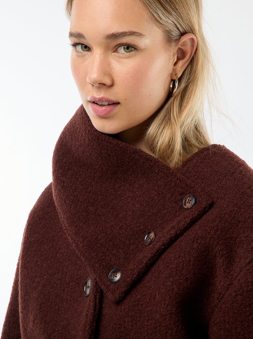 Manteau court en laine avec une écharpe amovible - Kiabi