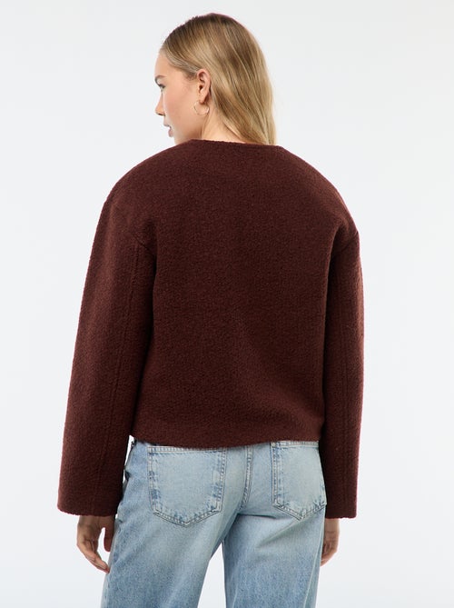 Manteau court en laine avec une écharpe amovible - Kiabi