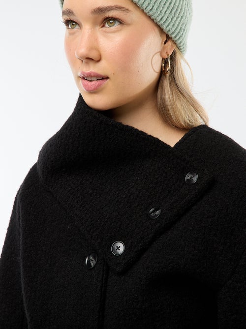 Manteau court en laine avec une écharpe amovible - Kiabi