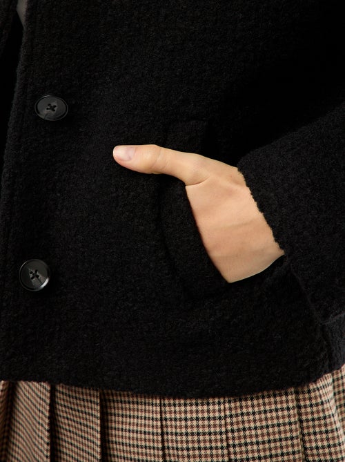 Manteau court en laine avec une écharpe amovible - Kiabi