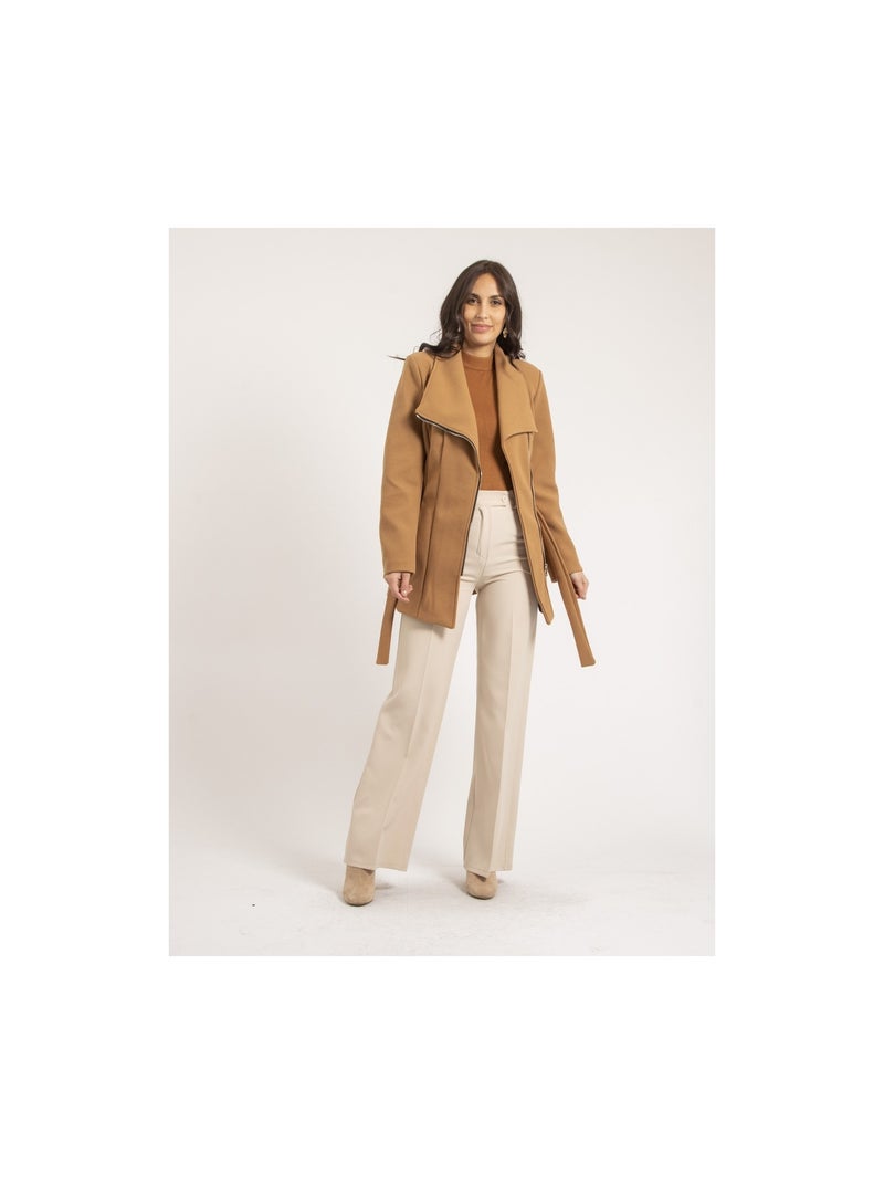 Manteau court zippé uways Marron caramel - Kiabi