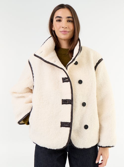 Manteau effet moutonné avec bords contrastés - Kiabi