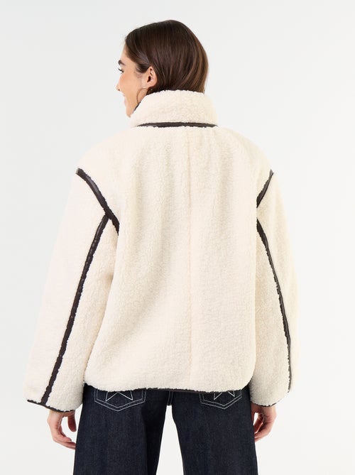Manteau effet moutonné avec bords contrastés - Kiabi