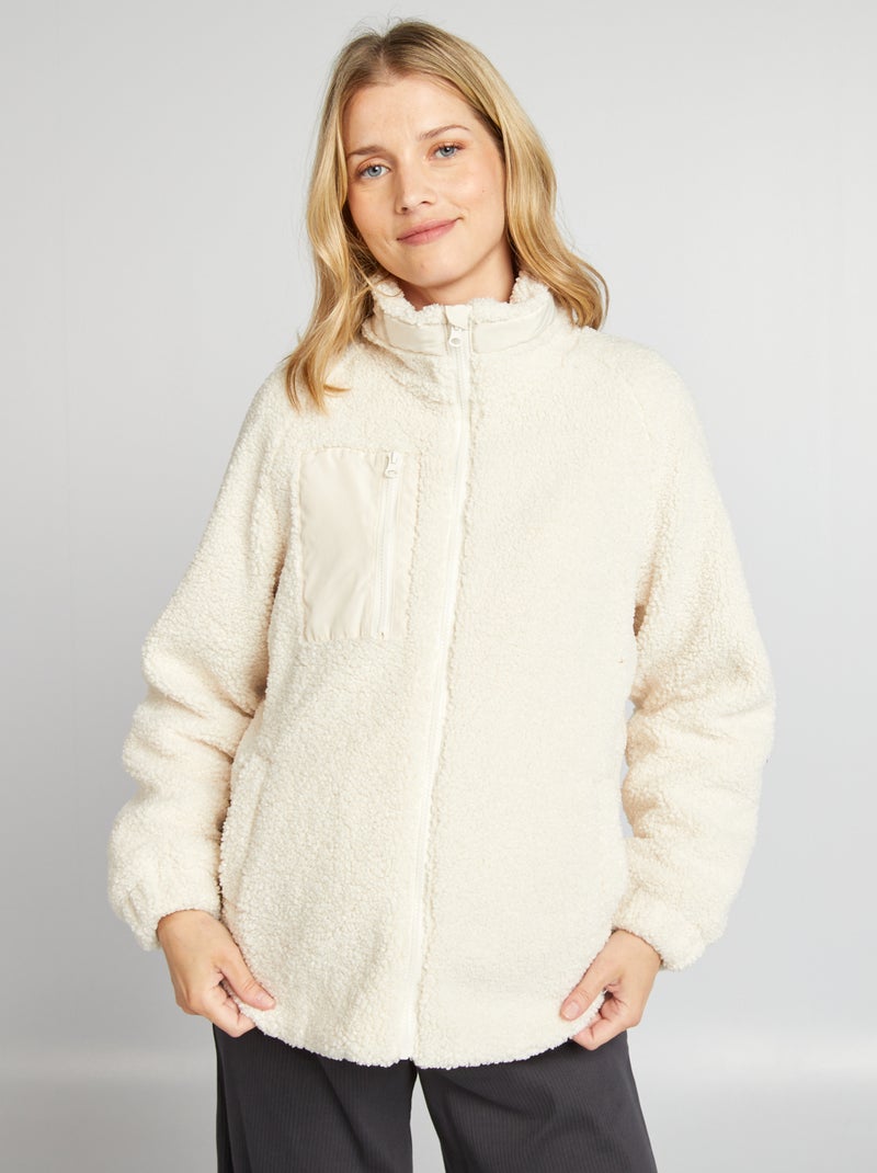 Manteau effet moutonné de grossesse Blanc - Kiabi