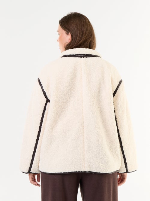 Manteau effet moutonné détails faux cuir - Kiabi