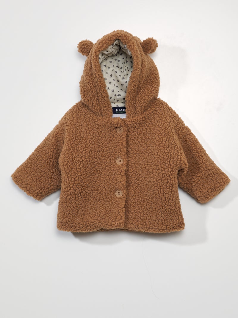 Manteau effet moutonné Marron - Kiabi