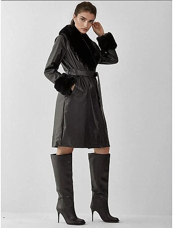 Manteau en cuir et fausse fourrure bdart