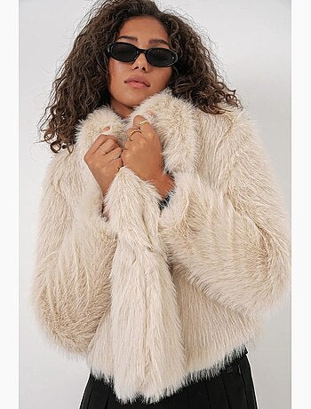 Manteau en fausse fourrure à double boutonnage bdart