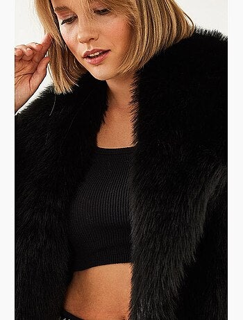 Manteau en fausse fourrure de qualité supérieure doublé avec col mbms lucci