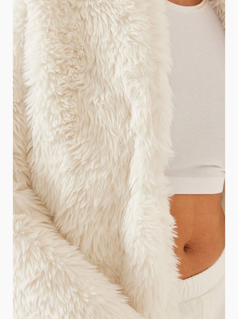 Manteau en fausse fourrure lucci Blanc cassé - Kiabi