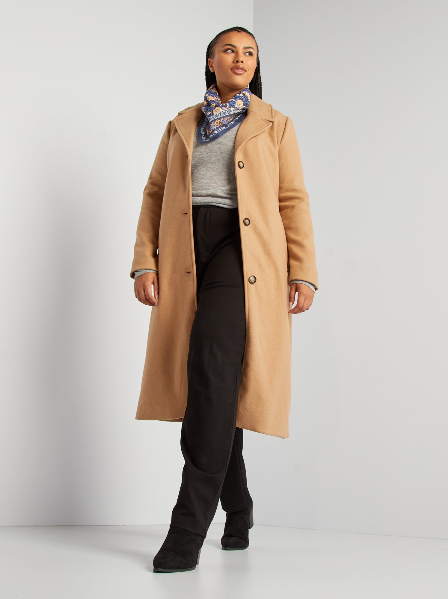 Manteau en laine camel femme pas cher Kiabi Belgique