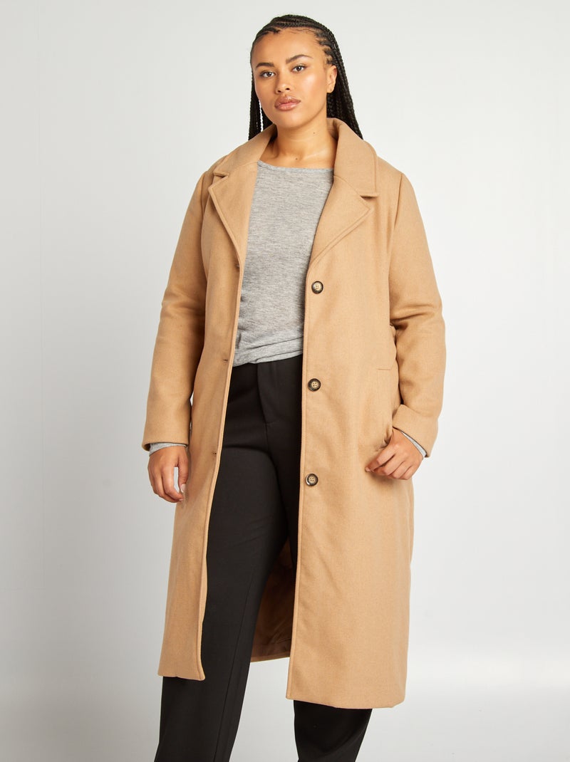 Manteau en laine mélangée Beige - Kiabi