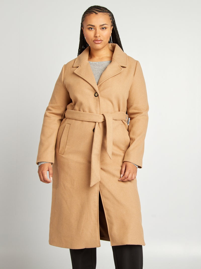 Manteau en laine mélangée Beige - Kiabi