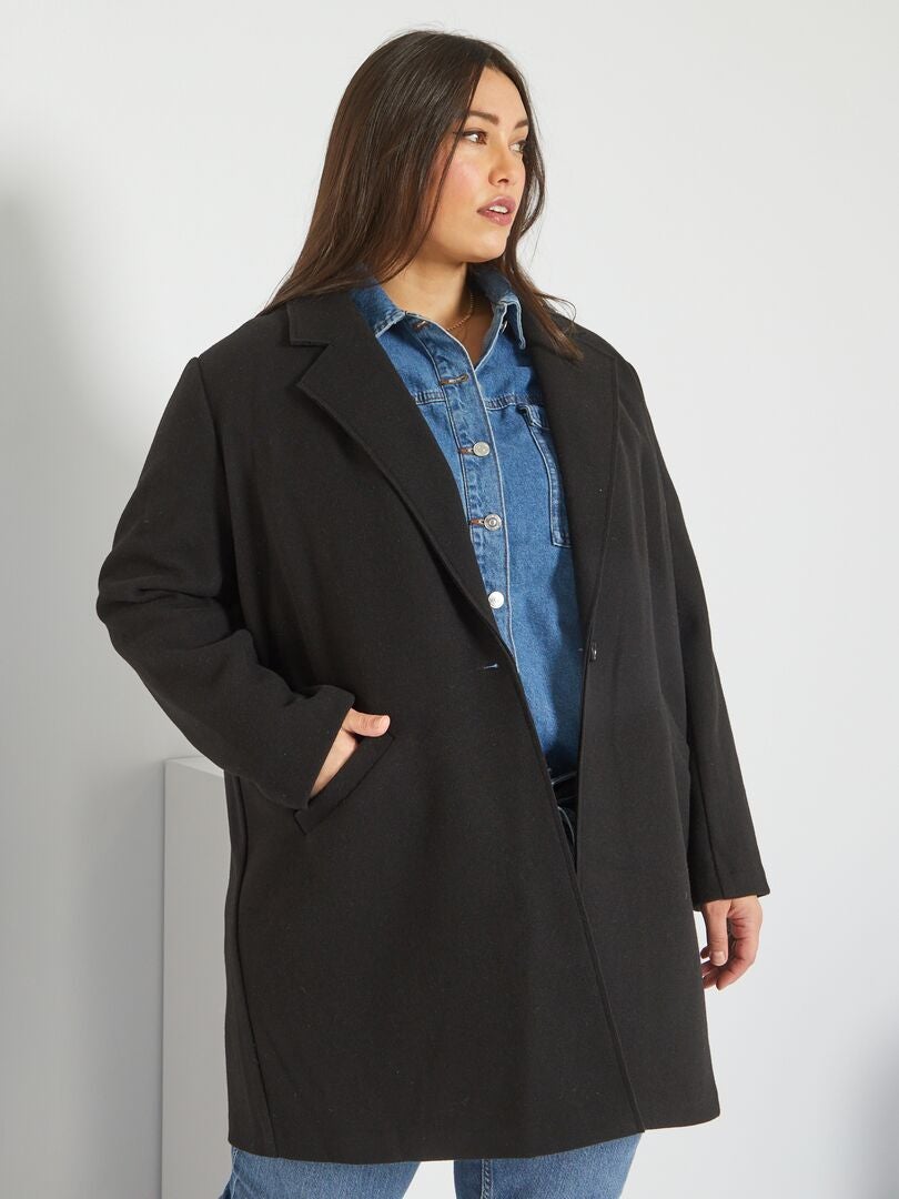 Manteau en maille effet lainage noir - Kiabi