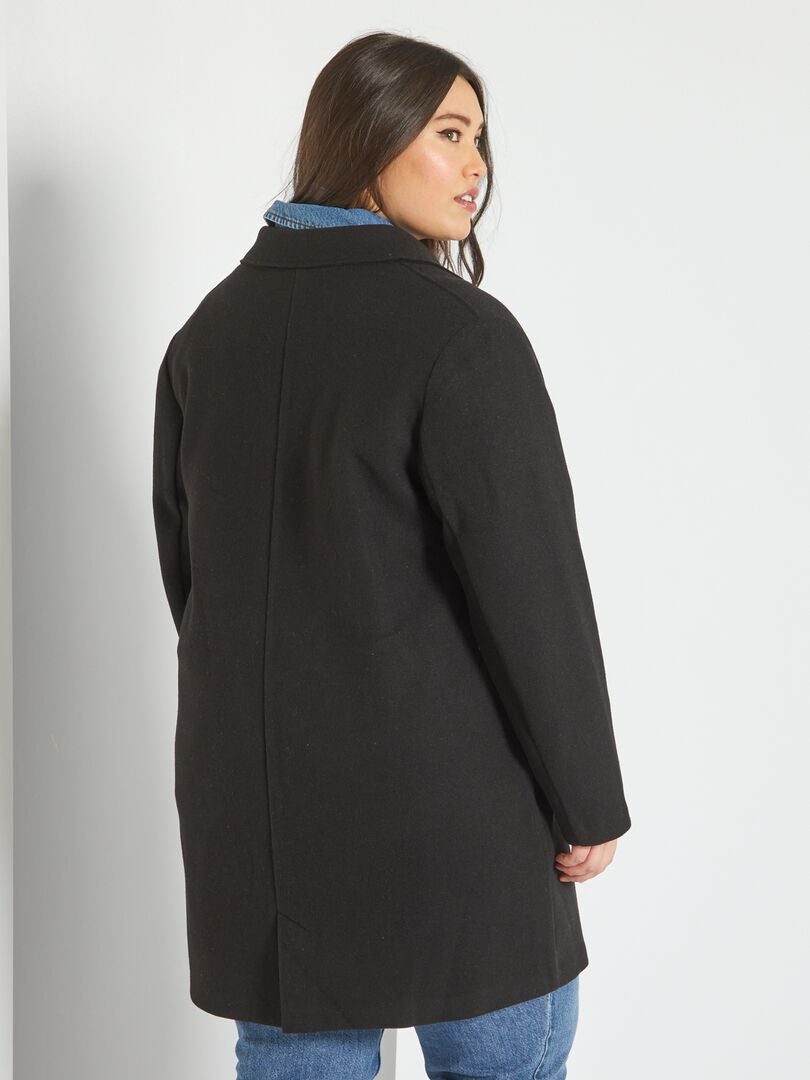 Manteau en maille effet lainage noir - Kiabi
