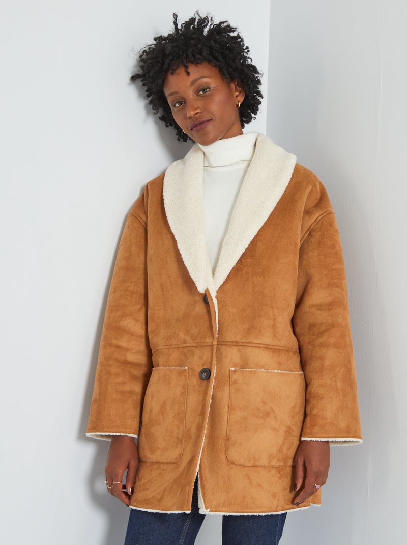 Manteau en peau retournée Marron Kiabi 40.00€