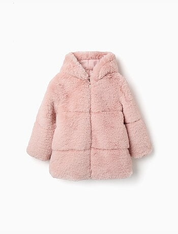 Manteau en peluche douce synthétique à capuche et doublure