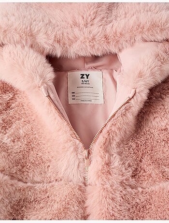 Manteau en peluche douce synthétique à capuche et doublure