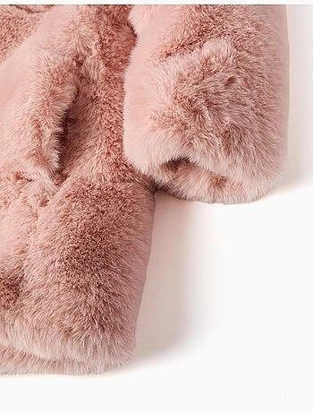 Manteau en peluche douce synthétique à capuche et doublure