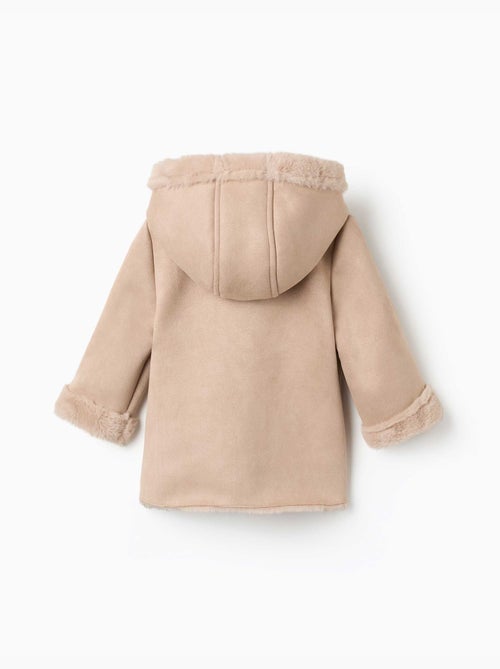 Manteau en suédine à capuche et doublure en peluche douce synthétique - Kiabi