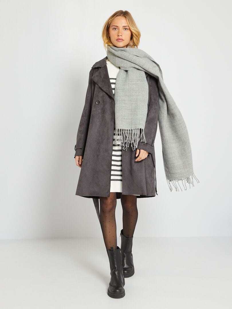 manteau gris femme avec ceinture