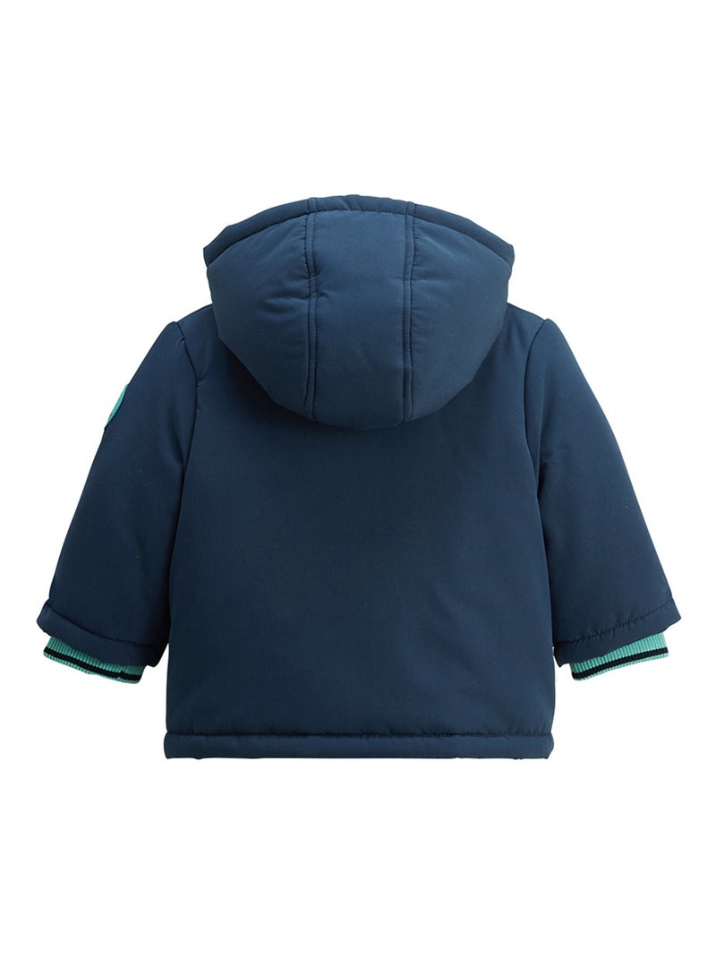 Manteau enfant imperm?able doubl? sherpa avec capuche Oscar Bleu - Kiabi