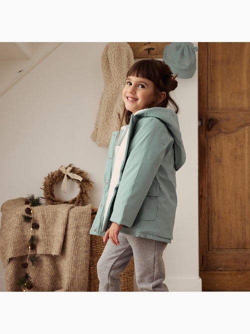 Manteau enfant imperméable doublé sherpa Holamuchacha - Kiabi Manteau enfant imperméable doublé sherpa Holamuchacha - Kiabi
