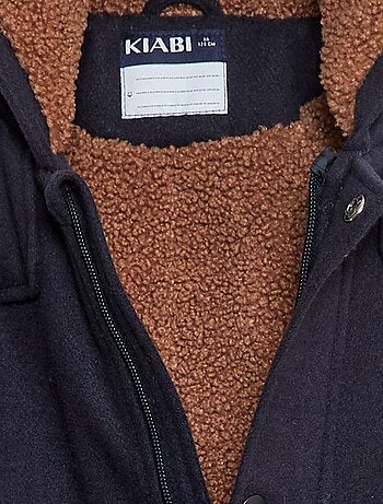 Manteau façon lainage à capuche avec doublure chaude