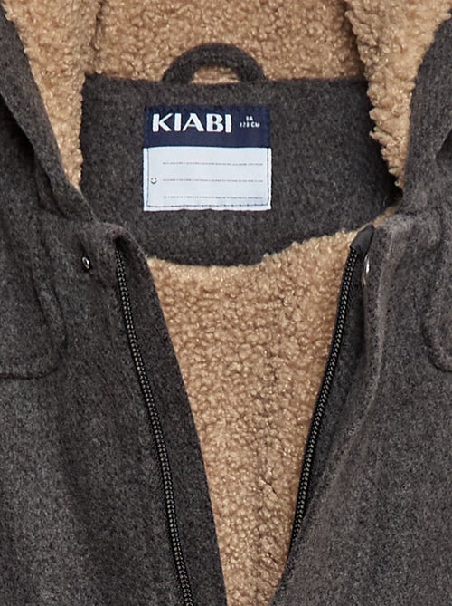 Manteau façon lainage à capuche avec doublure chaude - Kiabi