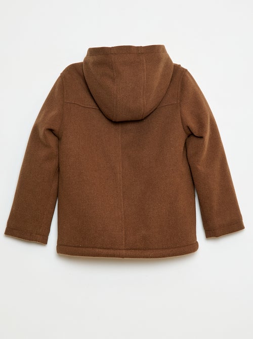 Manteau façon lainage à capuche avec doublure chaude - Kiabi