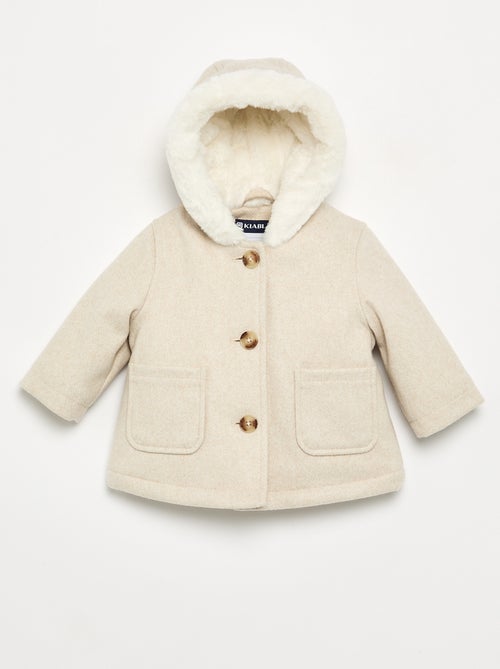 Manteau façon lainage doublé en fausse fourrure - Kiabi