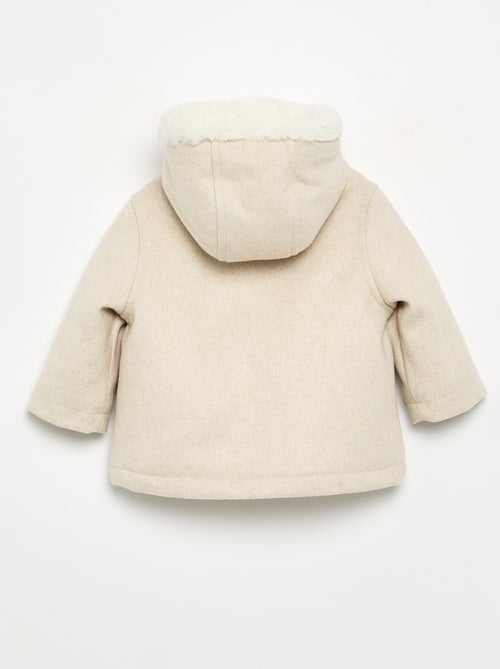 Manteau façon lainage doublé en fausse fourrure - Kiabi